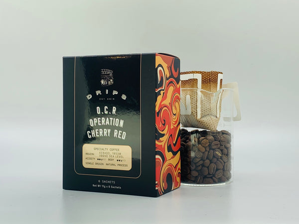 Hand Crafted Coffee Filter Sachet Box - Operation Cherry Red - Drips Bakery Café