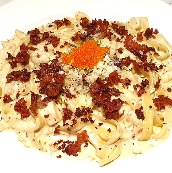 Bacon Carbonara with Tobiko - Drips Bakery Café